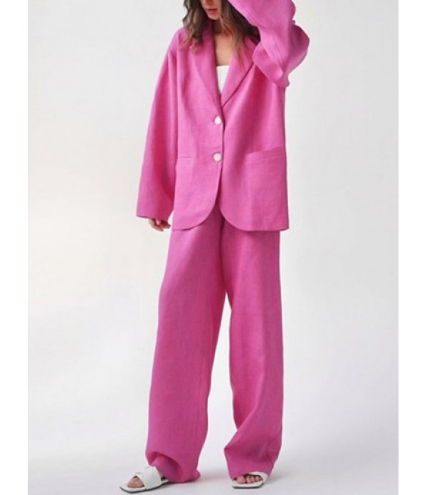 Button Up Pockets Lapel Shirt And Pants ...
