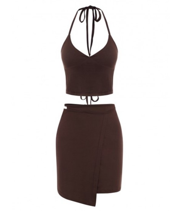 Halter Tie Wrap Midriff Flossing Two Pie...
