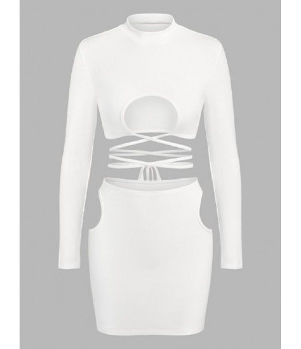Midriff Flossing Cutout Tee And Skirt Co...