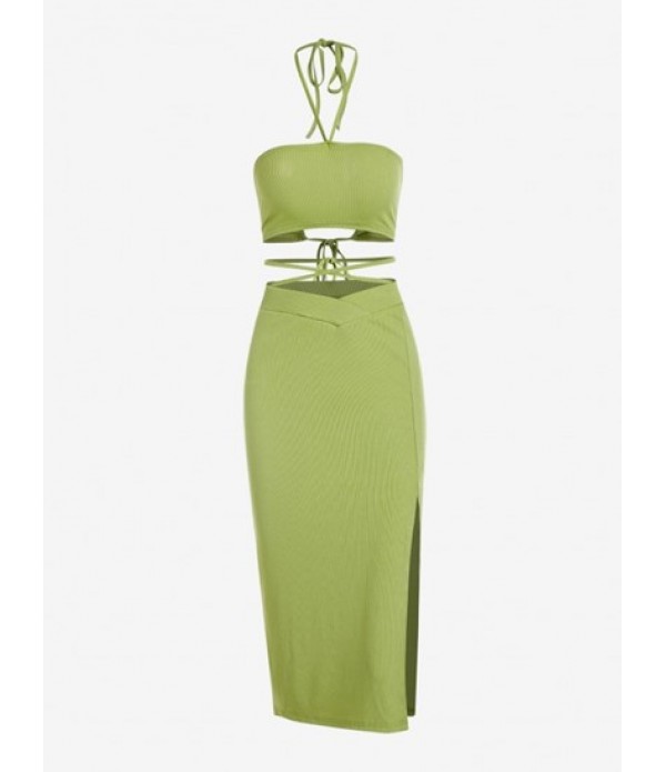 Halter Ribbed Top And Floss Criss Cross ...