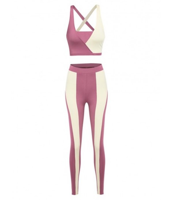 Two Tone Cross Two Piece Pants Set