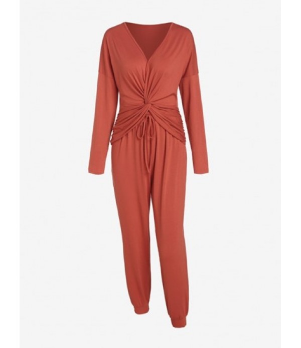 Twisted Drop Shoulder Jogger Pants Set
