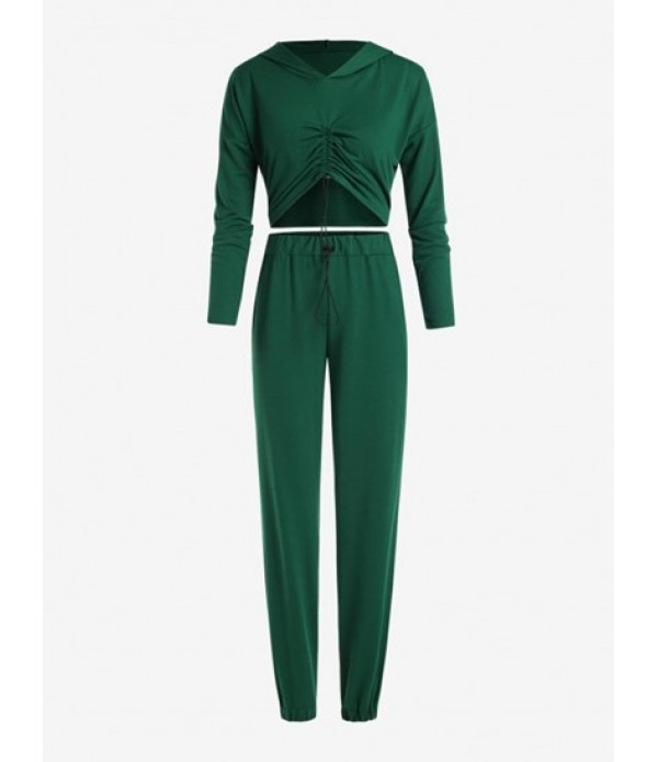 Hooded Drop Shoulder Cinched Jogger Pant...