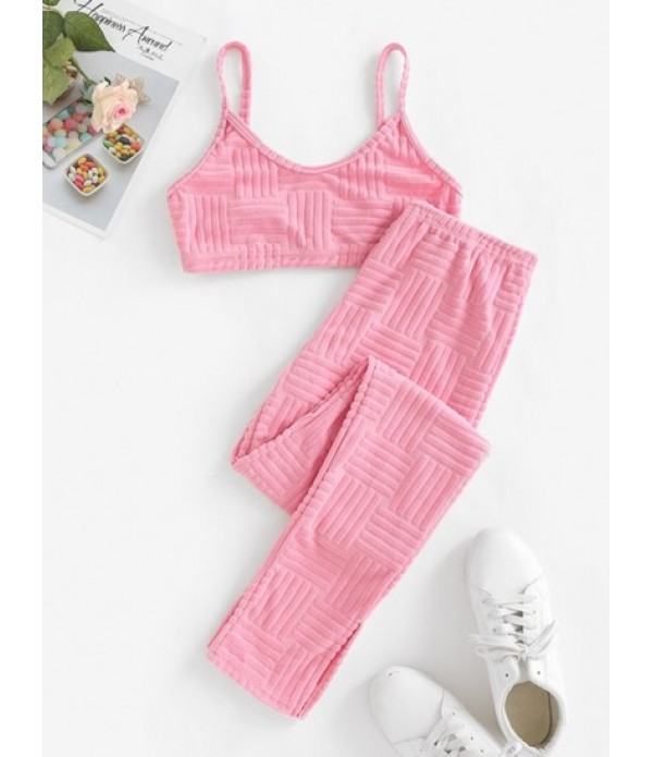 Terry Cloth Bralette Top With Slit Hem H...