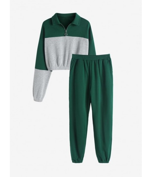 Quarter Zip Two Tone Sweatshirt And Jogg...
