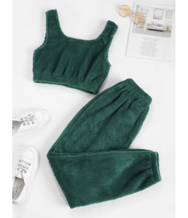 Lounge Fluffy Two Piece Pants Set