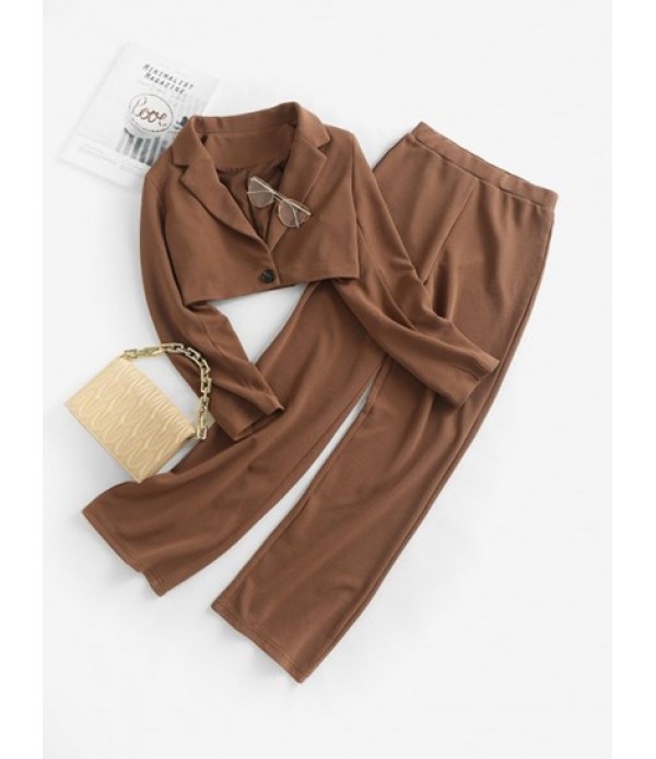 Shoulder Padded One Button Straight Pant...