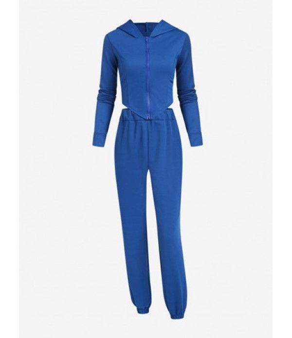 Hooded High Waisted Jogger Sweatpants Se...