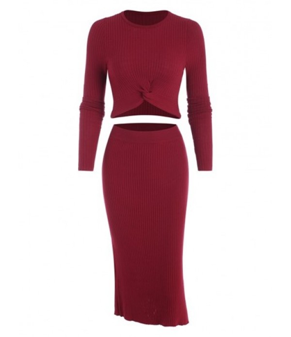 Wide Rib Twist Knit Slinky Two Piece Dre... Wide Rib Twist Knit Slinky Two Piece Dre...