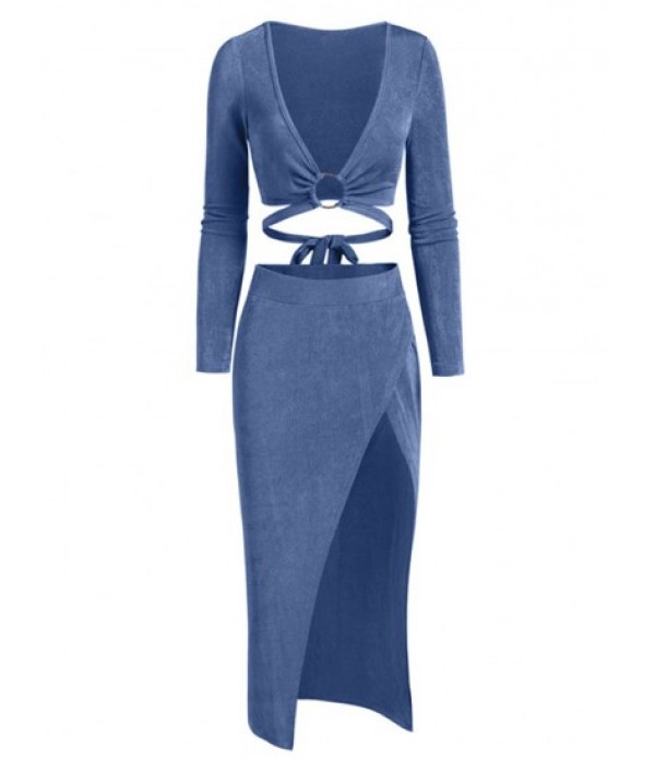 Jersey Ring High Split Two Piece Skirt S...