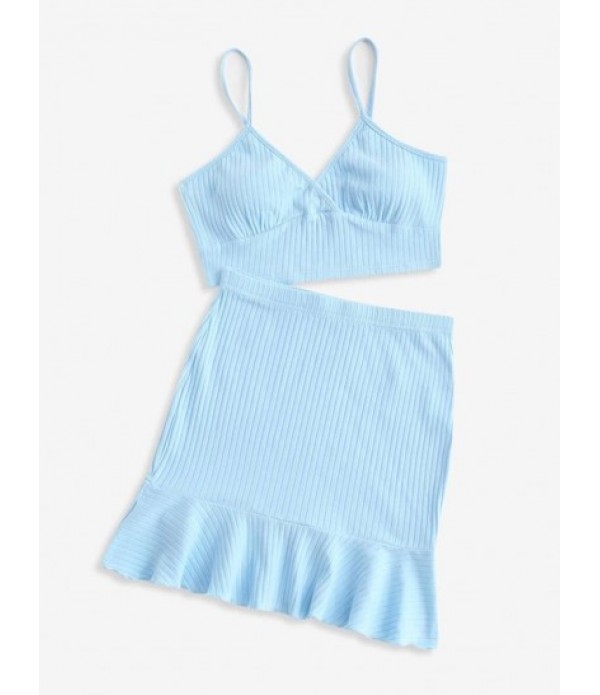 Ribbed Surplice Mermaid Skirt Set