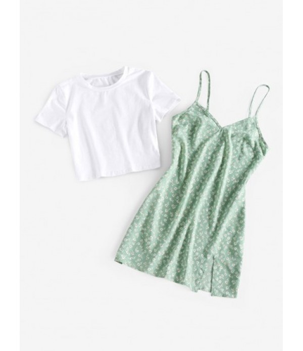 Basic T-shirt And Floral Cami Sundress S...