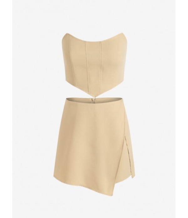 Bandeau Scarf Hem Back Zip Skort Set