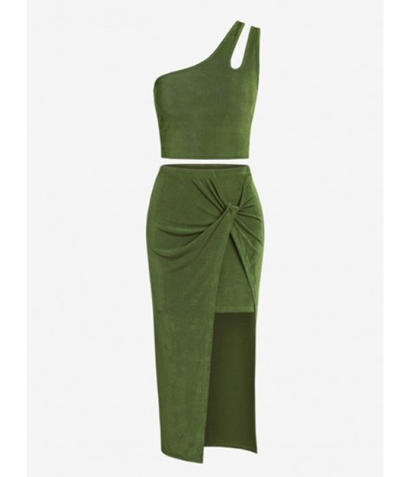 Jersey One Shoulder Cutout Twisted Slit ...