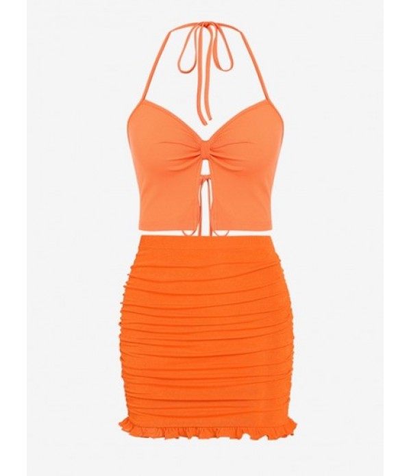 Women's Ribbed Knot Halter Crop Flyaway ... Women's Ribbed Knot Halter Crop Flyaway ...