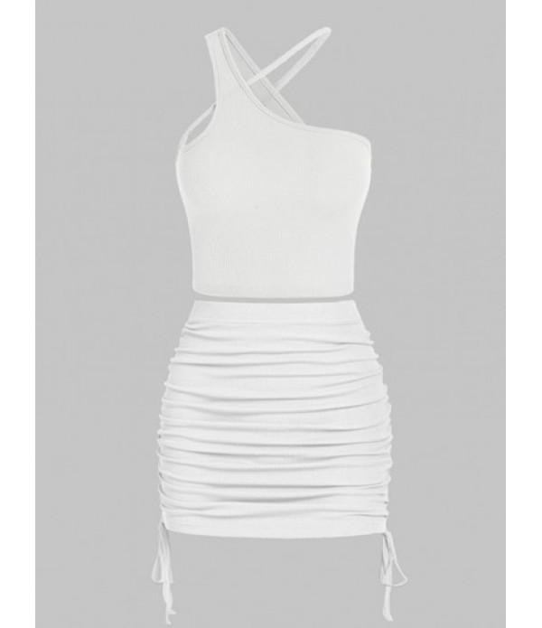 Women's Ribbed Asymmetric Collar Cinched... Women's Ribbed Asymmetric Collar Cinched...
