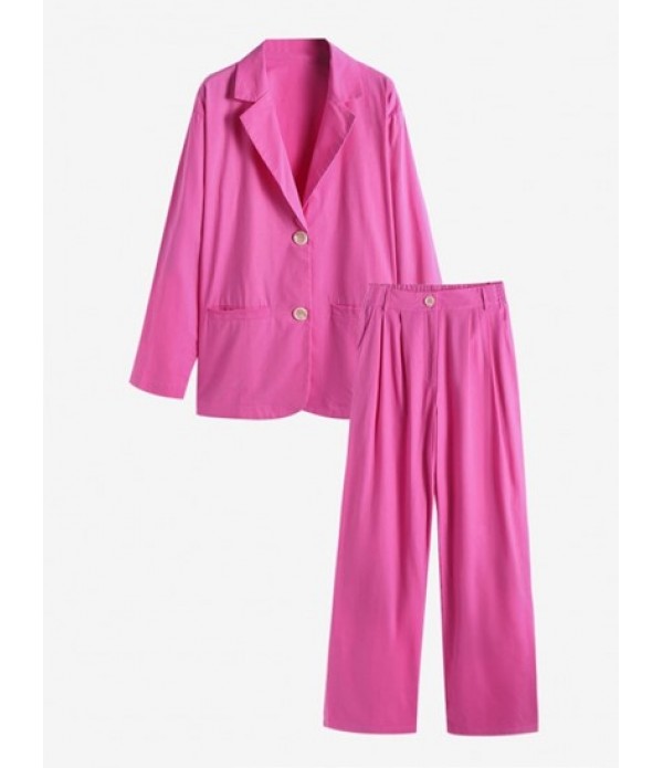 Button Up Pockets Lapel Shirt And Pants Set