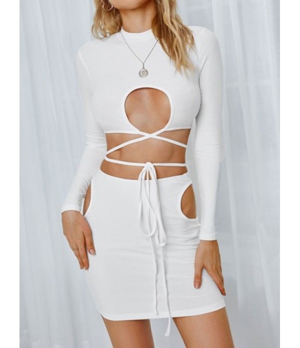 Midriff Flossing Cutout Tee And Skirt Co Ord Set