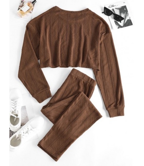 Lounge Cable Knit Drop Shoulder Skinny Pants Set