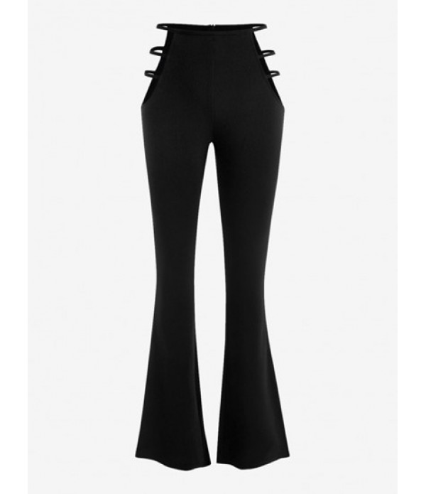Corset-style Tube Top And Cutout Waist Boot Cut Pants Set