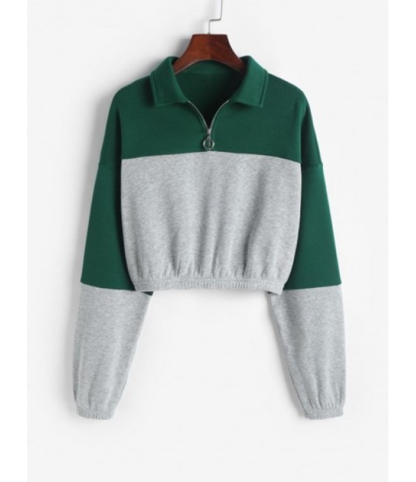 Quarter Zip Two Tone Sweatshirt And Jogger Pants Set