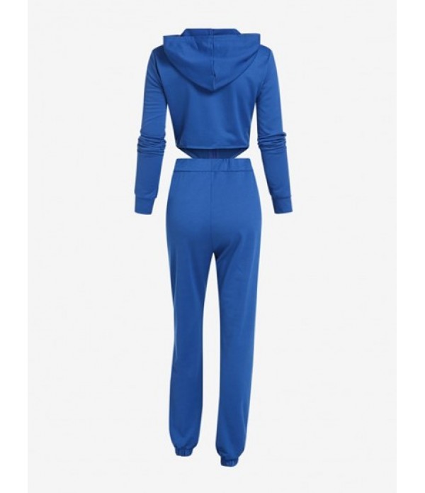 Hooded High Waisted Jogger Sweatpants Set
