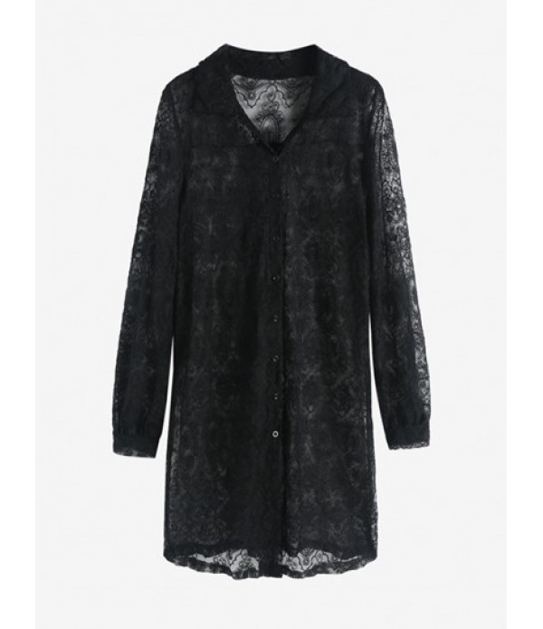 Dress Over Pants Sheer Lace Button Down Shirt And Pants