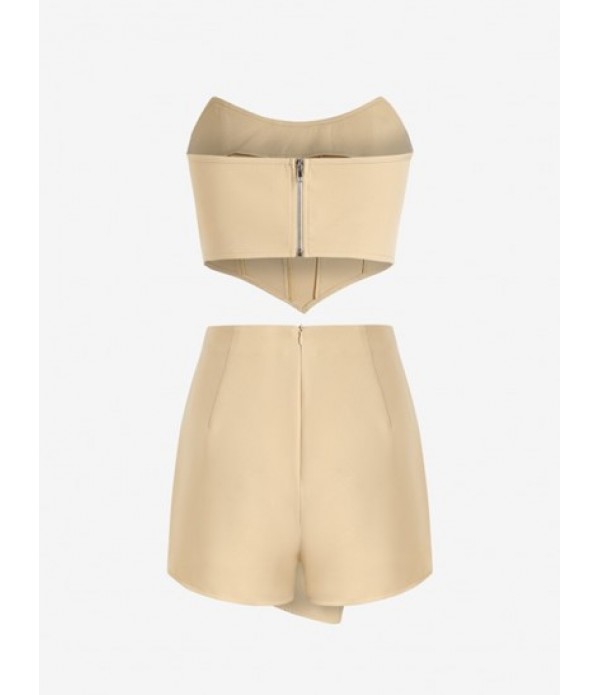 Bandeau Scarf Hem Back Zip Skort Set