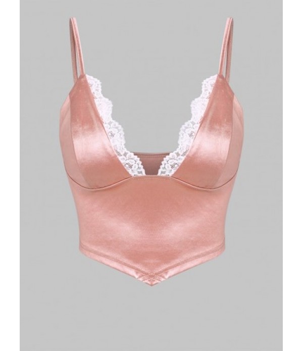 Satin Lace Insert Scarf Hem Camisole And Ruched Mesh Overlay Slinky Mini Skirt Set Satin Lace Insert Scarf Hem Camisole And Ruched Mesh Overlay Slinky Mini Skirt Set