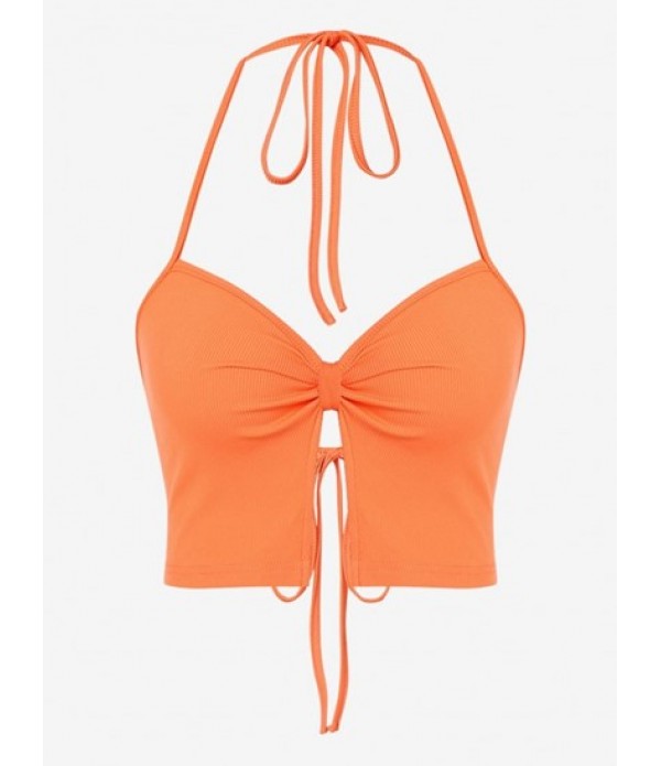 Women's Ribbed Knot Halter Crop Flyaway Top With Glitter Ruffle Ruched Mini Bodycon Skirt Set Women's Ribbed Knot Halter Crop Flyaway Top With Glitter Ruffle Ruched Mini Bodycon Skirt Set