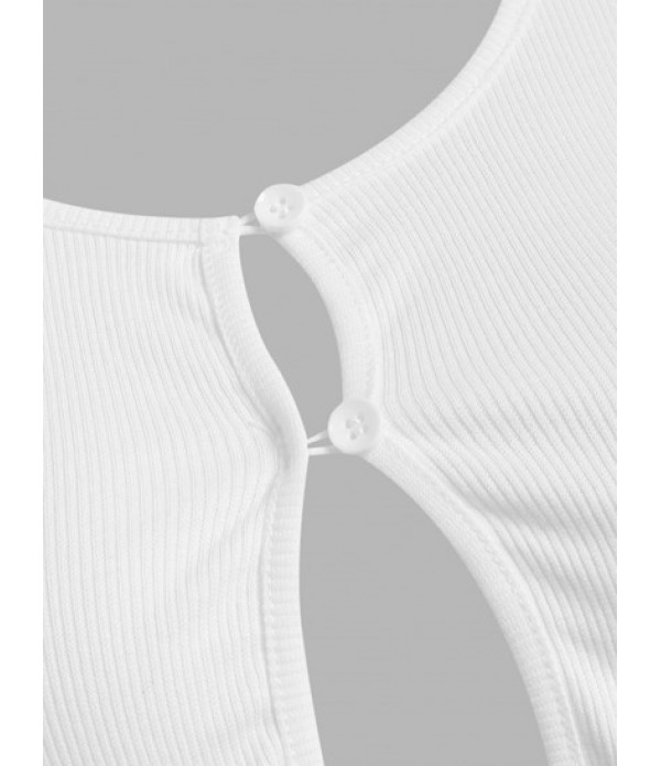 Lace Up Loop Button Midriff Flossing Skirt Set
