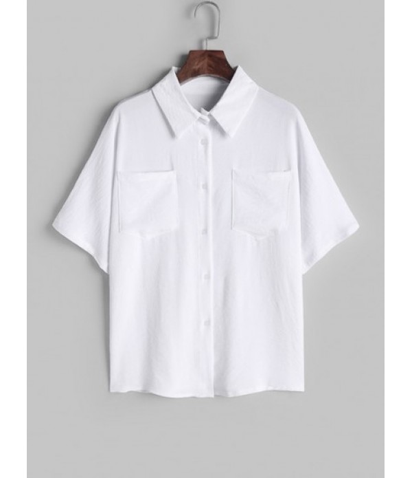 Matching Two Piece Set Front Pocket Button Up Shirt And Shorts Set