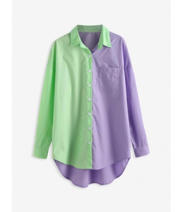 Colorblock High Low Shirt And Pull On Shorts Set