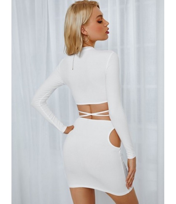 Midriff Flossing Cutout Tee And Skirt Co Ord Set
