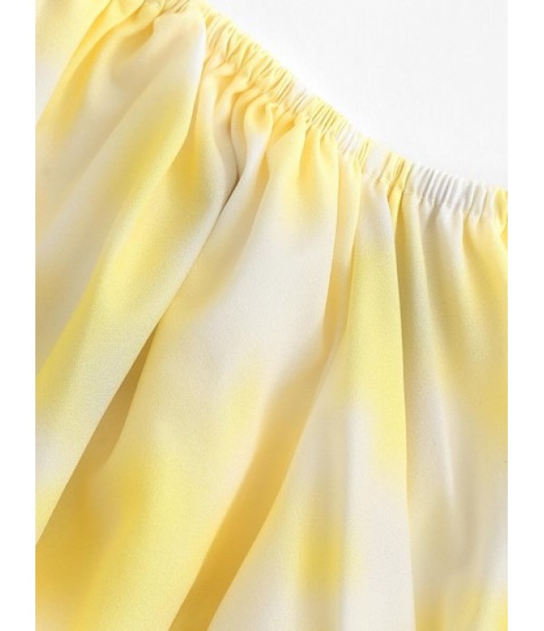 Puff Sleeve Tie Dye Off Shoulder Tiered Maxi Skirt Set