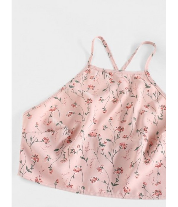 Ditsy Floral Cami Top And Knotted Wrap Skirt Set