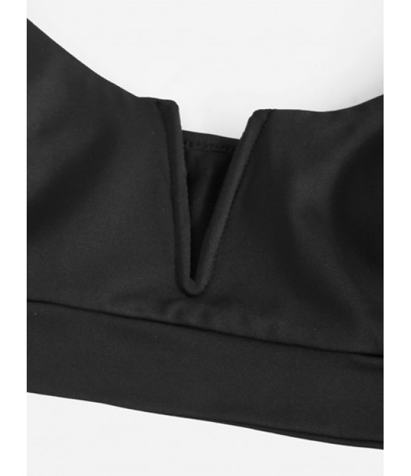 V Notch Cami Top And Flower Curved Hem Skirt Set