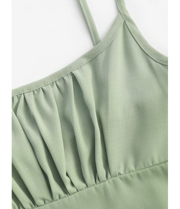 Smocked Back Ruched Top And Belted Skirt Set Smocked Back Ruched Top And Belted Skirt Set