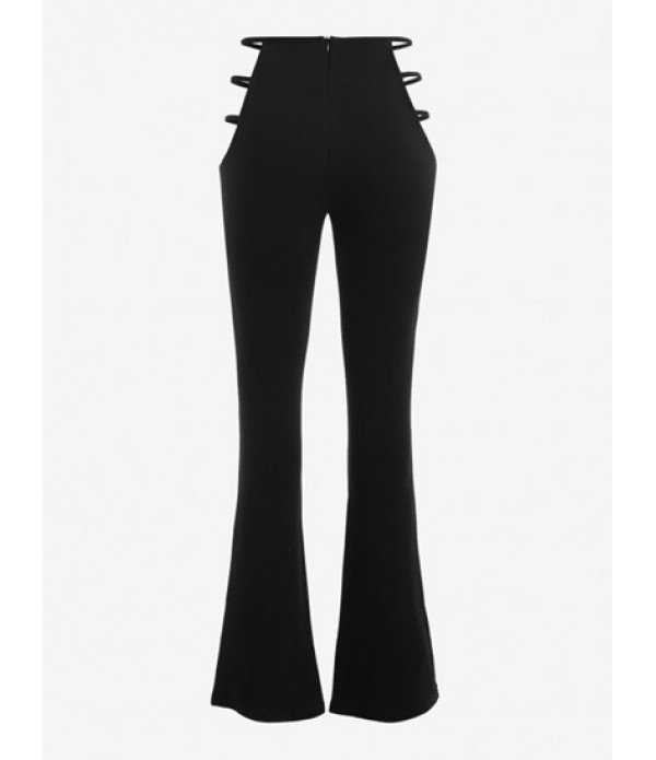 Corset-style Tube Top And Cutout Waist Boot Cut Pants Set