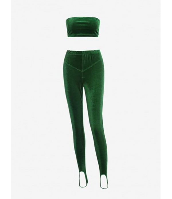 Drop Shoulder Zip Up Velvet Three Pieces Stirrup Pants Set
