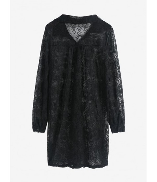 Dress Over Pants Sheer Lace Button Down Shirt And Pants