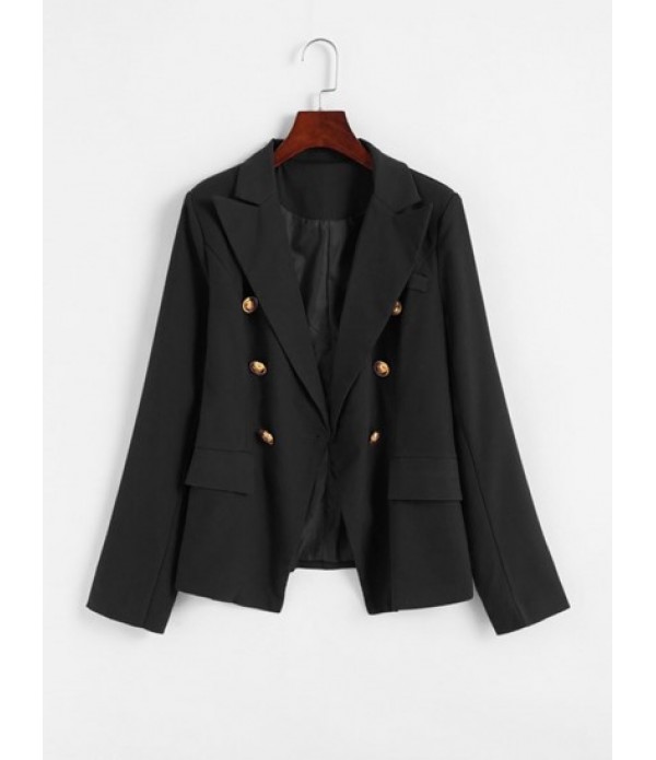 Flap Pockets Double Breasted Blazer And Pants Set