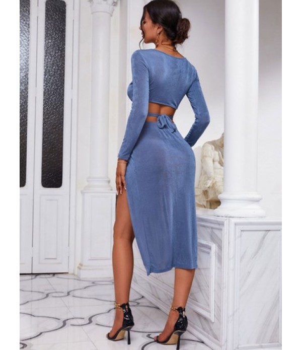 Jersey Ring High Split Two Piece Skirt Set