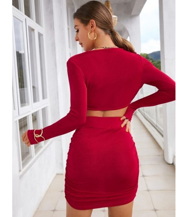 Ruched Draped Jersey Two Piece Skirt Set Ruched Draped Jersey Two Piece Skirt Set