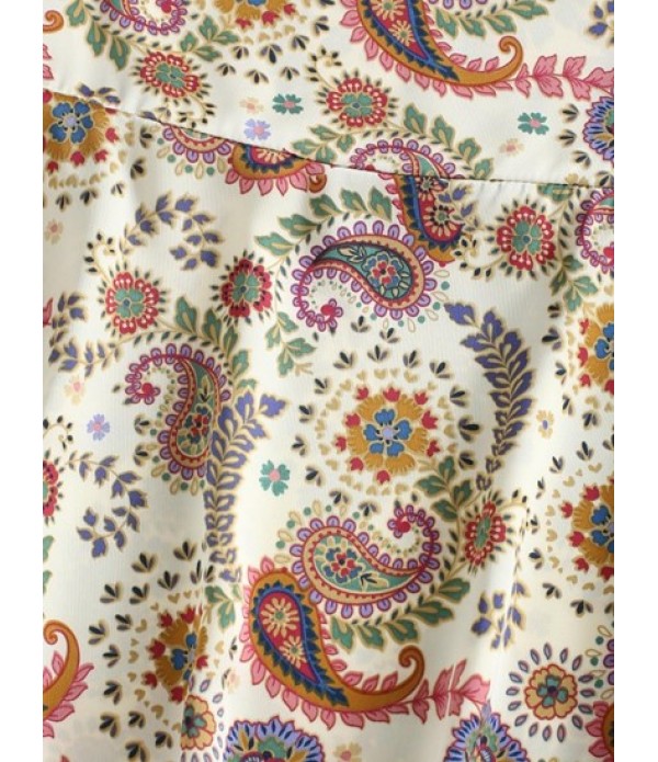Ethnic Floral Paisley Print Smocked Mini Skirt Set