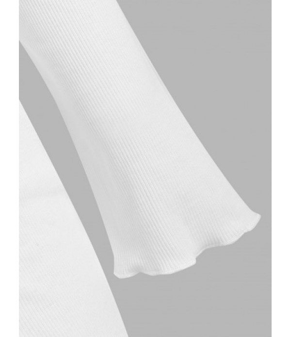 Lace Up Loop Button Midriff Flossing Skirt Set