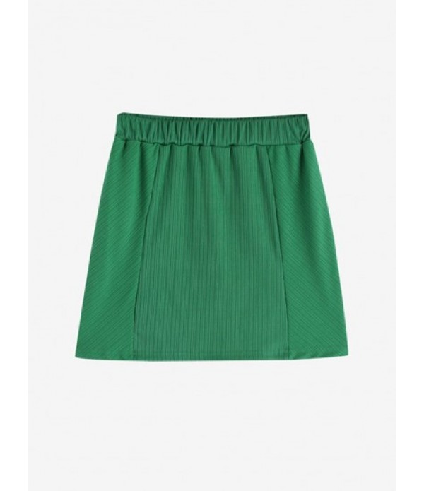 Rib Knit Flap Detail Shacket With Bodycon Skirt Set