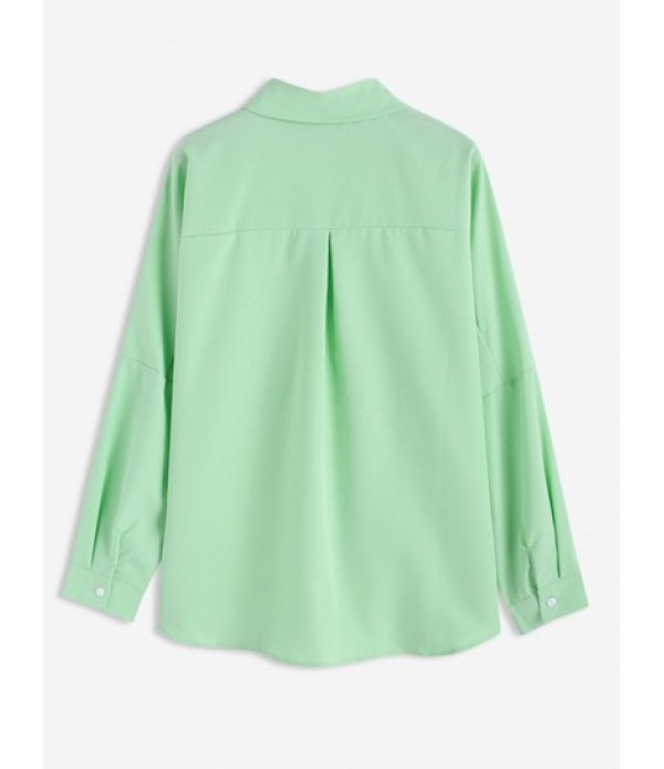 Women's Daily Casual Co Ord Two Piece Set Solid Color Drop Shoulder Button Up Shirt With High Waisted Drawstring Pockets Ninth Pants Set