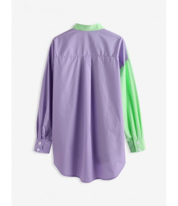 Colorblock High Low Shirt And Pull On Shorts Set