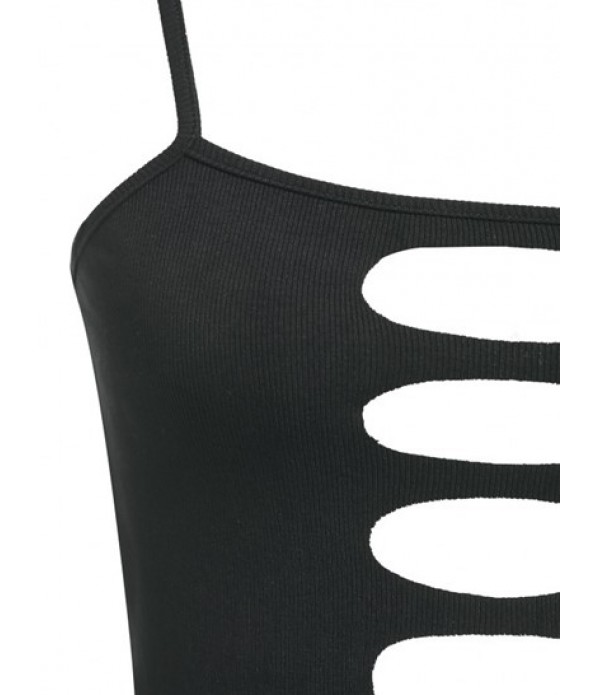 Ribbed Cutout Cami Top And Biker Shorts Set